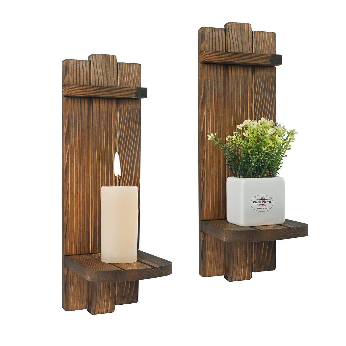 Yorkmills Sconces Wall Decor Set of 2, Wall Candle Holder Rustic Home Decor, Farmhouse Wall Art Floating Candle Sconces Shelf Wooden Wall Decorations for Living Room, Dining Room, Bedroom, Bathroom Yorkmills