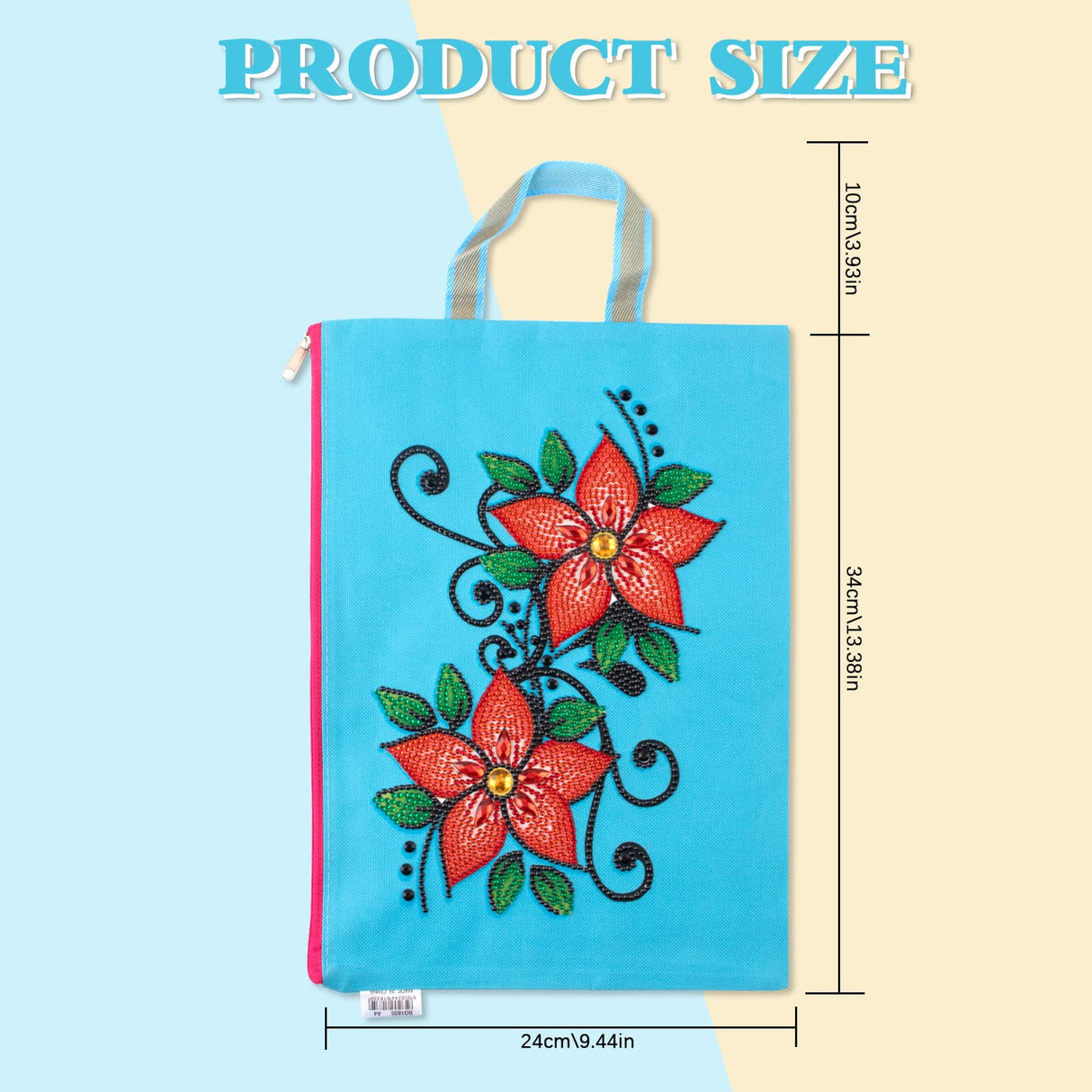 antor 5D DIY Diamond Painting File Bag Reusable Grocery Bags Makeup bags, Stationery Bag for Adults, Durable Fashionable Bags for Shopping Daily Rhinestone Diamond Art Handbag Flower Pattern antor