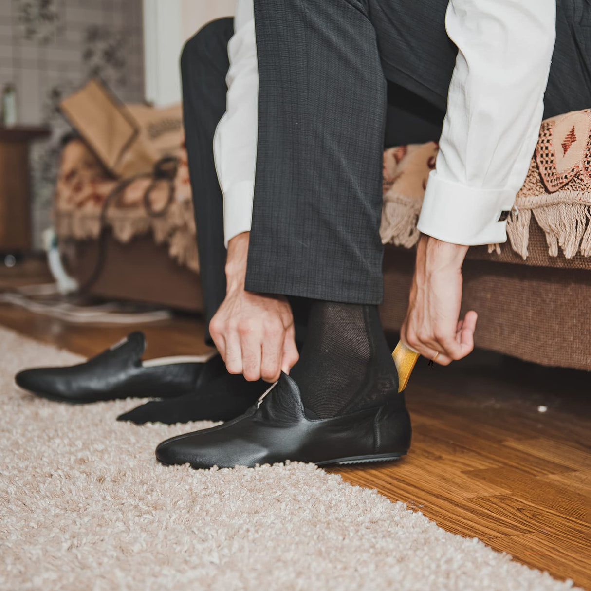 GLEAVI 2pcs Handle Wood Shoehorn: Wood Shoehorn Long and Short Shoe Horn Shoe Spoon Non Slip Shoe Lifter Lazy Shoes Aid Tool for Seniors Elderly Adults Shoe Horns for Men Women-Kids GLEAVI