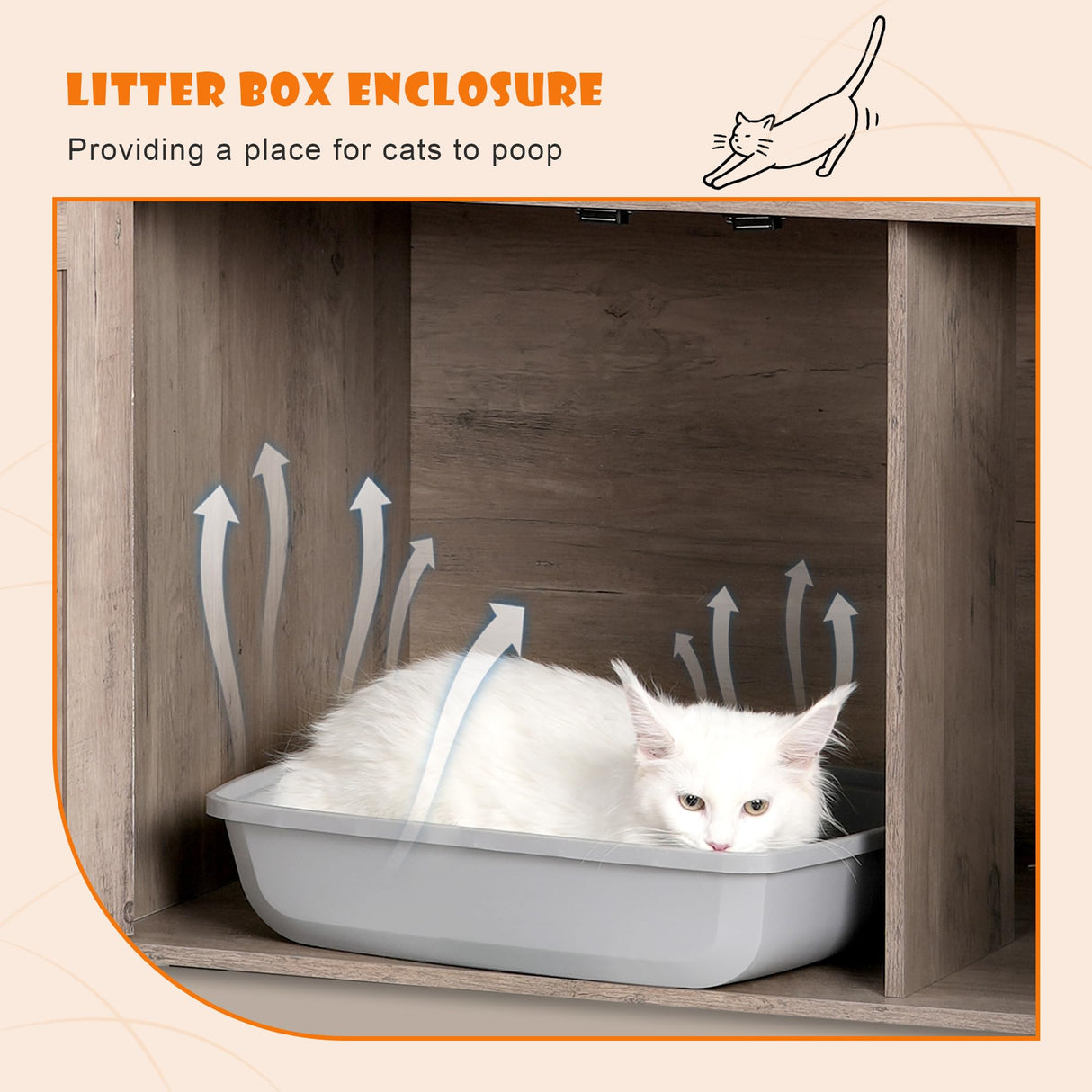 Heybly Cat Tree with Litter Box Enclosure, 76.8-inch Wooden mainecoons Cat Tower with Food Station,Extra Large Platforms, Modern Big Cat Condo Furniture with All-sisal Scratching Post, Greige HCT111SG Heybly