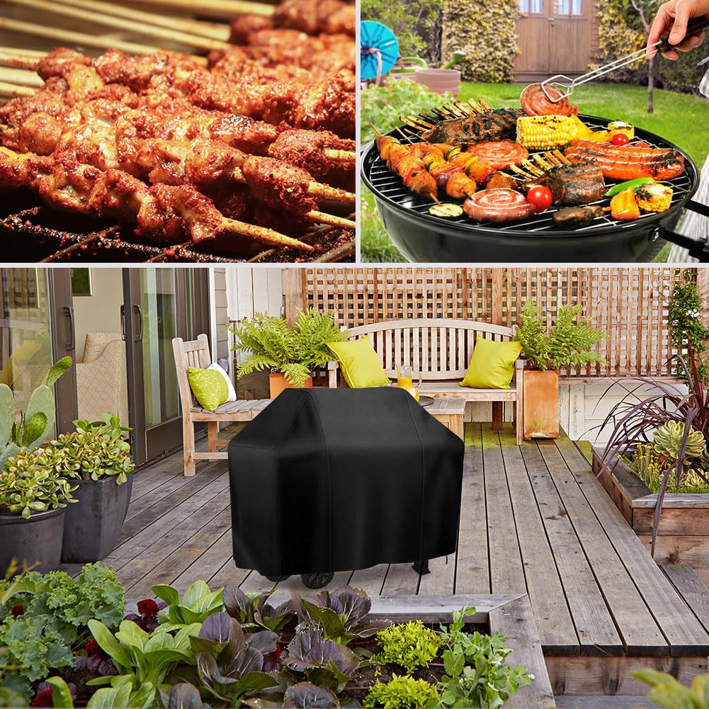 Grill Cover 58 inch, iCOVER Waterproof BBQ Gas Grill Cover, Polyester Easy On/Off, Dustproof Fade Resistant for Weber Char-Broil Nexgrill and More Grills i COVER