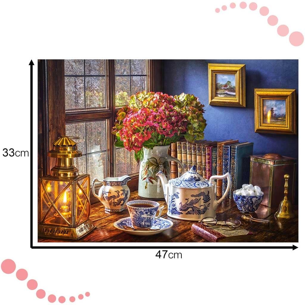 CASTORLAND 500 Piece Jigsaw Puzzle, Tea Time, Classic Interior, Old Fashioned Furniture, Oil lamp, Beautiful vase, Adult Puzzles, Castorland B-53070 Castorland