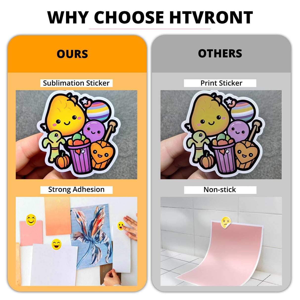 HTVRONT Sublimation Sticker Paper - 50 Pcs Matte Waterproof Sublimation Stickers 8.5 * 11in for Decoration (White) HTVRONT