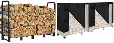 Artibear Firewood Rack Stand 8ft With Black Log Holder Cover