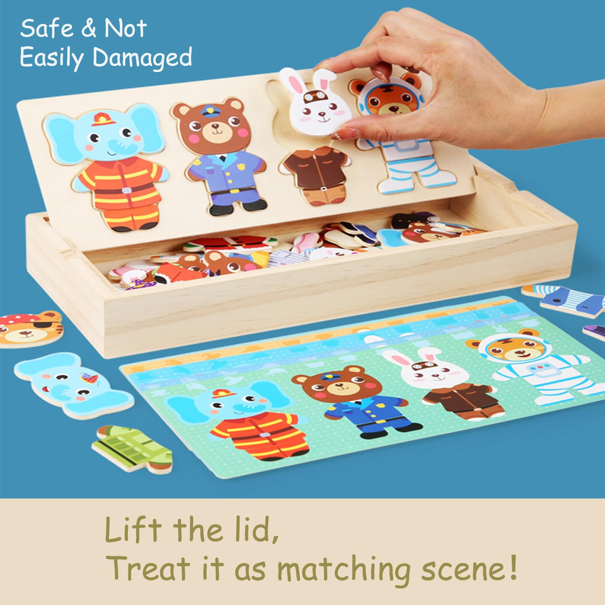 LilyBeauty Wooden Jigsaw Bear Family Puzzle Box, Dressing Puzzles Toys, Dress-up Puzzle Set(72 pcs) (Mixed) LilyBeauty