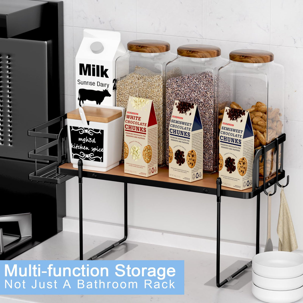 Over The Toilet Storage, Over Toilet Shelf Organizer, Bathroom Organizer Over Toilet with Removable Basket Paper Holder, Above Toilet Storage with Non-Trace Adhesive, No Drilling Toilet Organizer DTUQYX