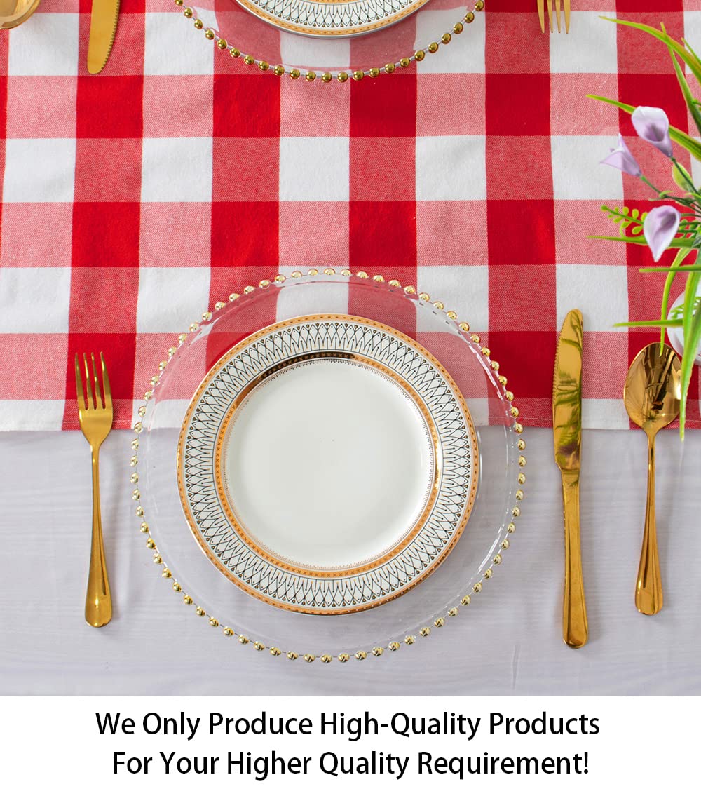 Buffalo Check Table Cover - 13''x72'' Red & White Cotton Checkered Plaid Table Runner for Farmhouse Dinners ShinyBeauty