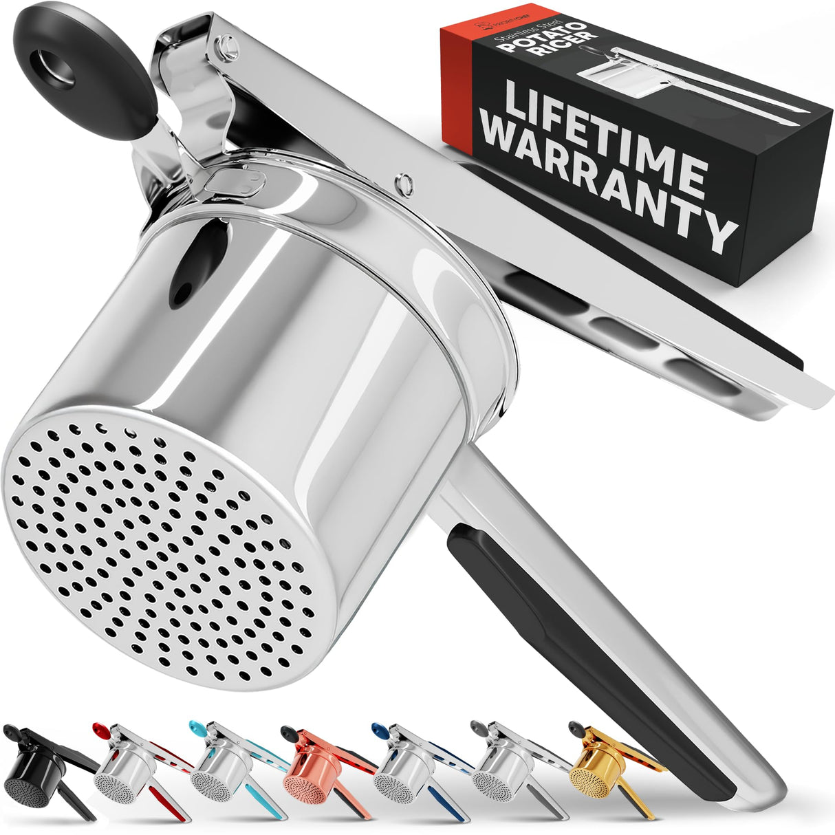 PriorityChef Large 15oz Potato Ricer, Heavy Duty Stainless Steel Potato Masher and Ricer Kitchen Tool, Press and Mash Kitchen Gadget For Perfect Mashed Potatoes - Everytime Priority Chef