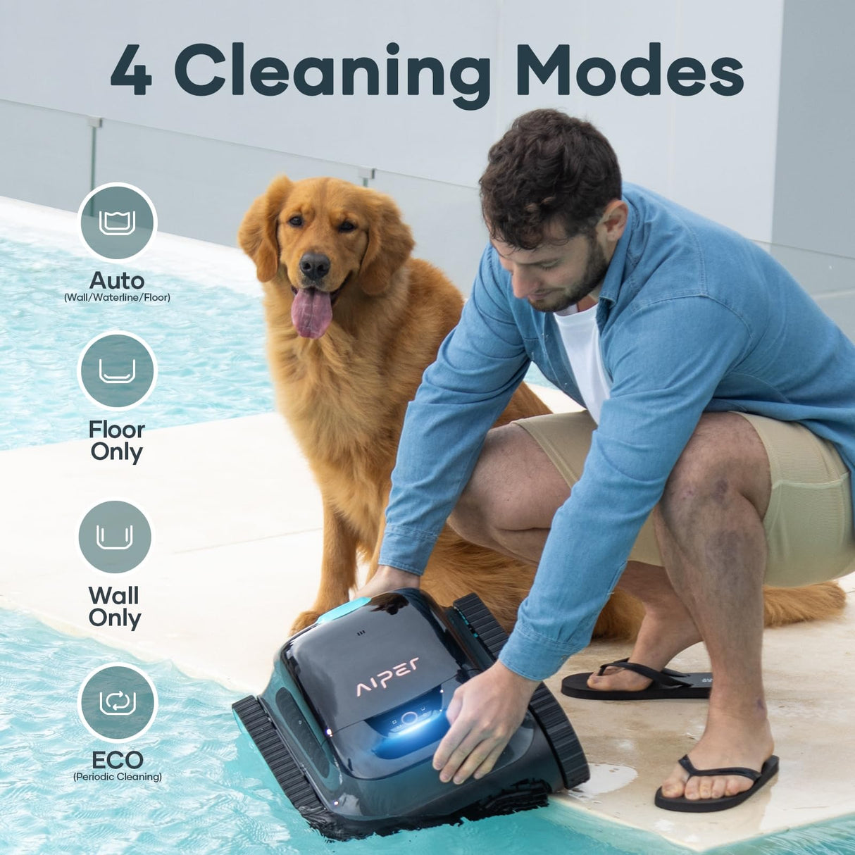 AIPER Scuba S1 Cordless Robotic Cleaner, Smart Navigation for Inground Pools up to 1,600 Sq.ft, Wall and Waterline Cleaning Vacuum AIPER