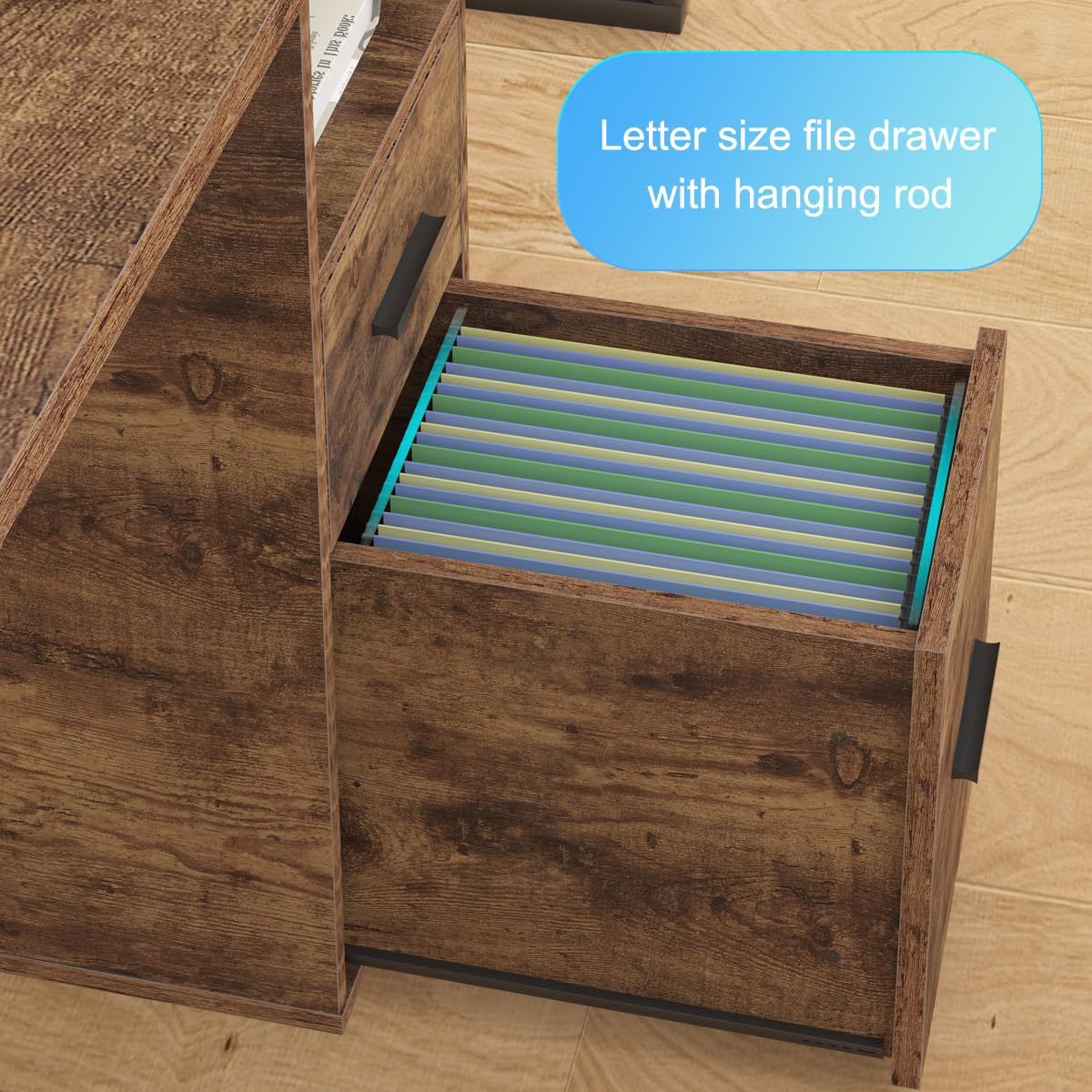 IBF 79" Two Person Office Desk,Large Double Long Pc Desk with File Drawer, 2 Person Computer Desk with Storage Cabinet Shelf, Industrial Wood Modern Work Dual Computer Table for Home, Rustic Brown IBF