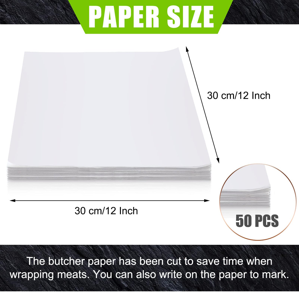 Sublimation White Butcher Paper Disposable Butcher Paper Sheets Square Meat Sheet Precut Butcher Paper No Wax Butcher Paper for Heat Press, Wrapping Meat, Art Project (50 Pieces, 12 x 12 Inches) Eersida