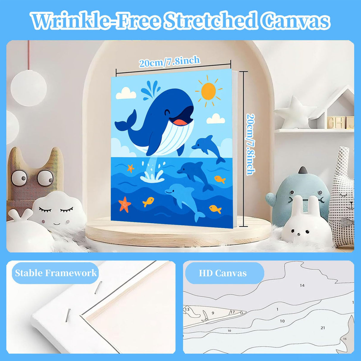 Arttoplus 4 Pack Paint by Numbers Kit for Kids with Frame,Cute Animals Kids Paint by Numbers Ages 4-6-8 with Wooden Easel,Easy DIY Acrylic Oil Painting by Number for Gift Home Wall Decor(8x8 inch) Arttoplus