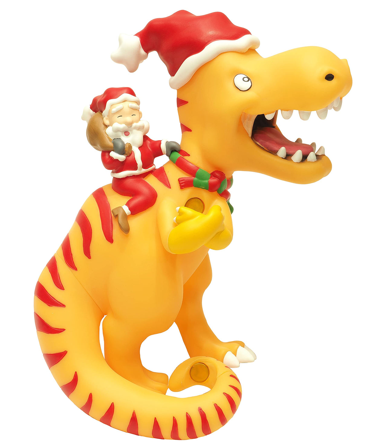 Tree Buddees Santa Riding a T-Rex Funny Christmas Tree Topper - Large 10" Tree Buddees