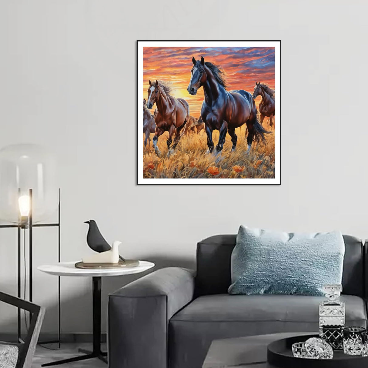 SJUTOUCI Horse Diamond Painting Kits for Adults, Diamond Art Kits for Beginners, 5D DIY Paint by Diamond Dots Bead Art, Full Round Drill Gem Art Craft Home Wall Decor Gift 12x12 inch SJUTOUCI