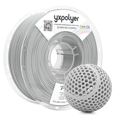 YXPOLYER Flexible PLA Food-Grade Soft PLA 3D Printer Filament 1.75mm 1KG for Printing Dog Chew Toys and Highly Elastic Bouncy Airless Basketball Pet Ball, Light Grey