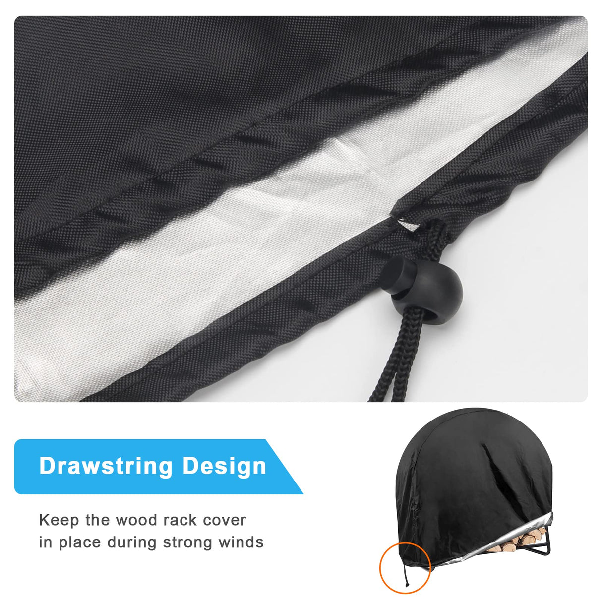 Firewood Log Hoop Cover, Coolrunner 40 Inch Round Fire Wood Rack Cover Outdoor Waterproof Resistant Log Rack Cover Round Log Holder cover Fit for 30" 32" 36” 40 ” Hoop Rack (Black, 40”x24”x41”) Coolrunner