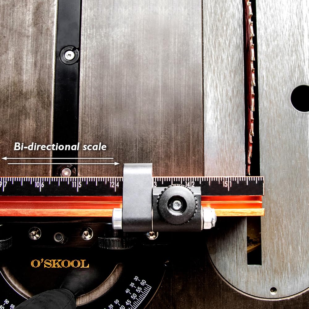O’SKOOL Miter Gauge Extension Fence System with Standard Slot and Stop Holes,Telescoping Fence and Flip Stop O'SKOOL