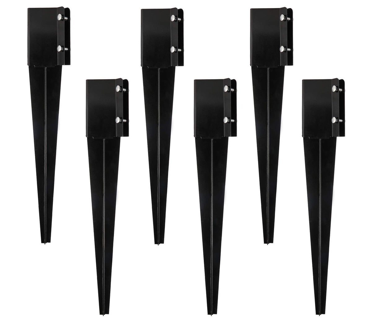 Sekcen 6 Pcs Fence Post Anchor Ground Spike 4x4 Metal Post Stake 24 Inch for Mailbox Deck Railing Black Sekcen