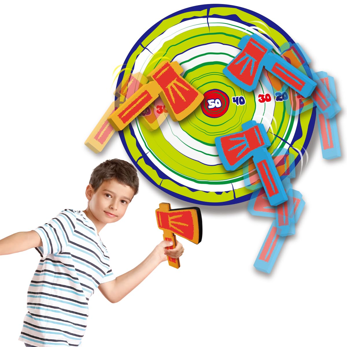 Liberty Imports Foam Axe Throwing Game - Indoor Outdoor Toy Lumberjack Hatchet Toss Ax Game with 4 Foam Axes, One 22” Easy Fold Target for Kids and Adults Liberty Imports