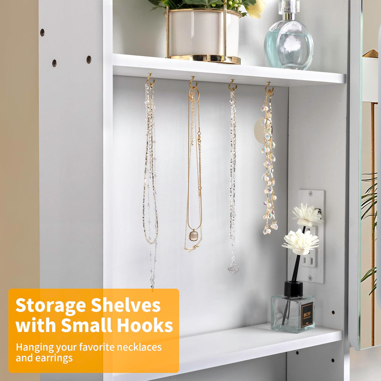 Karl home Makeup Vanity with Lighted Mirror Bedroom Vanity Desk with Charging Station Large Vanity Set with Transparent Desk, Drawers, Cabinet, Shelves for Storage in Bedroom, White Karl home