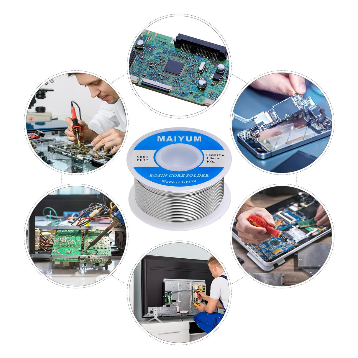 MAIYUM 63-37 Tin Lead Rosin Core Solder Wire for Electrical Soldering (0.8mm 50g) MAIYUM