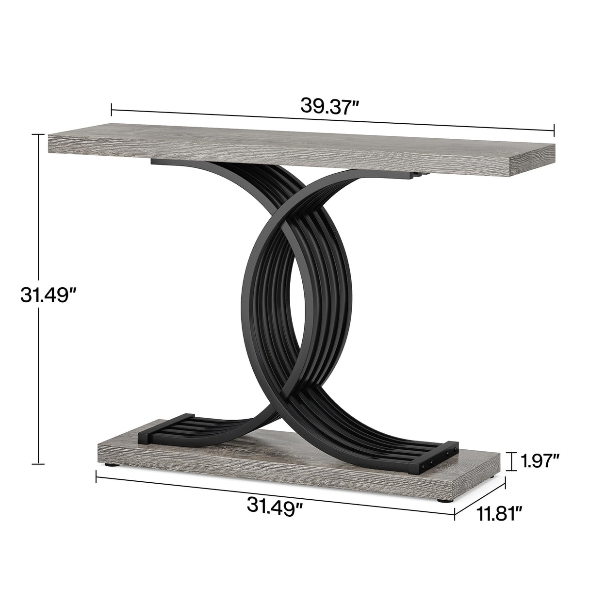 Tribesigns Industrial Entryway Table, 39-Inch Vintage Console Table Accent Table with Geometric Metal Legs, Narrow Wood Sofa Table Foyer Table for Entrance, Living Room (Gray & Black) Tribesigns