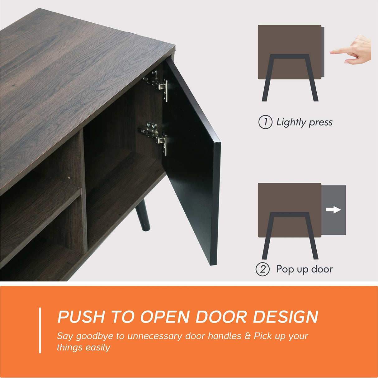 WAMPAT Mid Century Modern TV Stand for TVs up to 65 inches, Wood TV Console Media Cabinet with Storage, Entertainment Center for Living Room Bedroom, Black, 60 inch WAMPAT