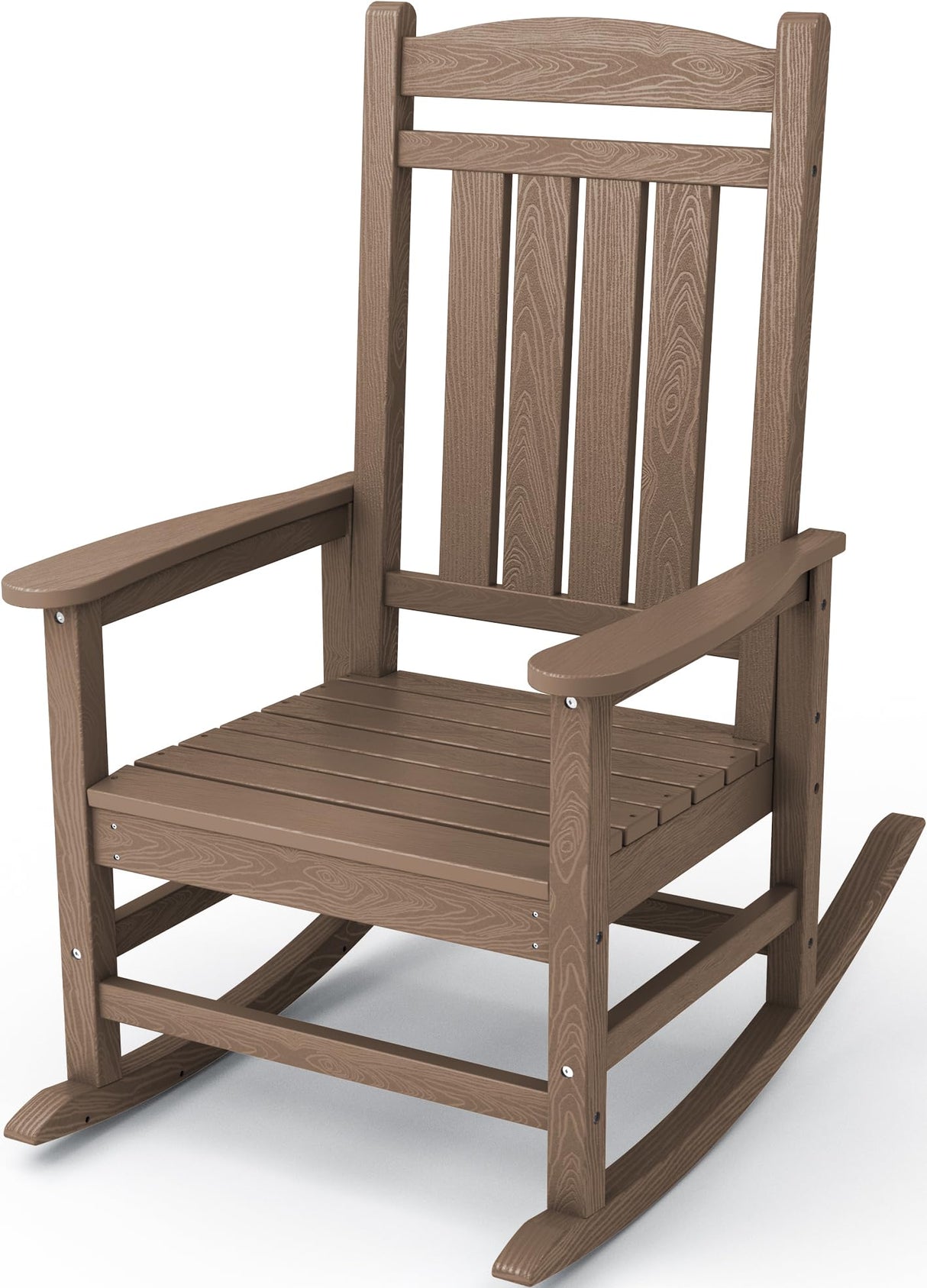 KINGYES HDPE Rocking Chairs Outdoor, Patio Rocking Chairs with 330lbs Support, Smooth Porch Rocker for Deck Lawn Yard, Brown KINGYES