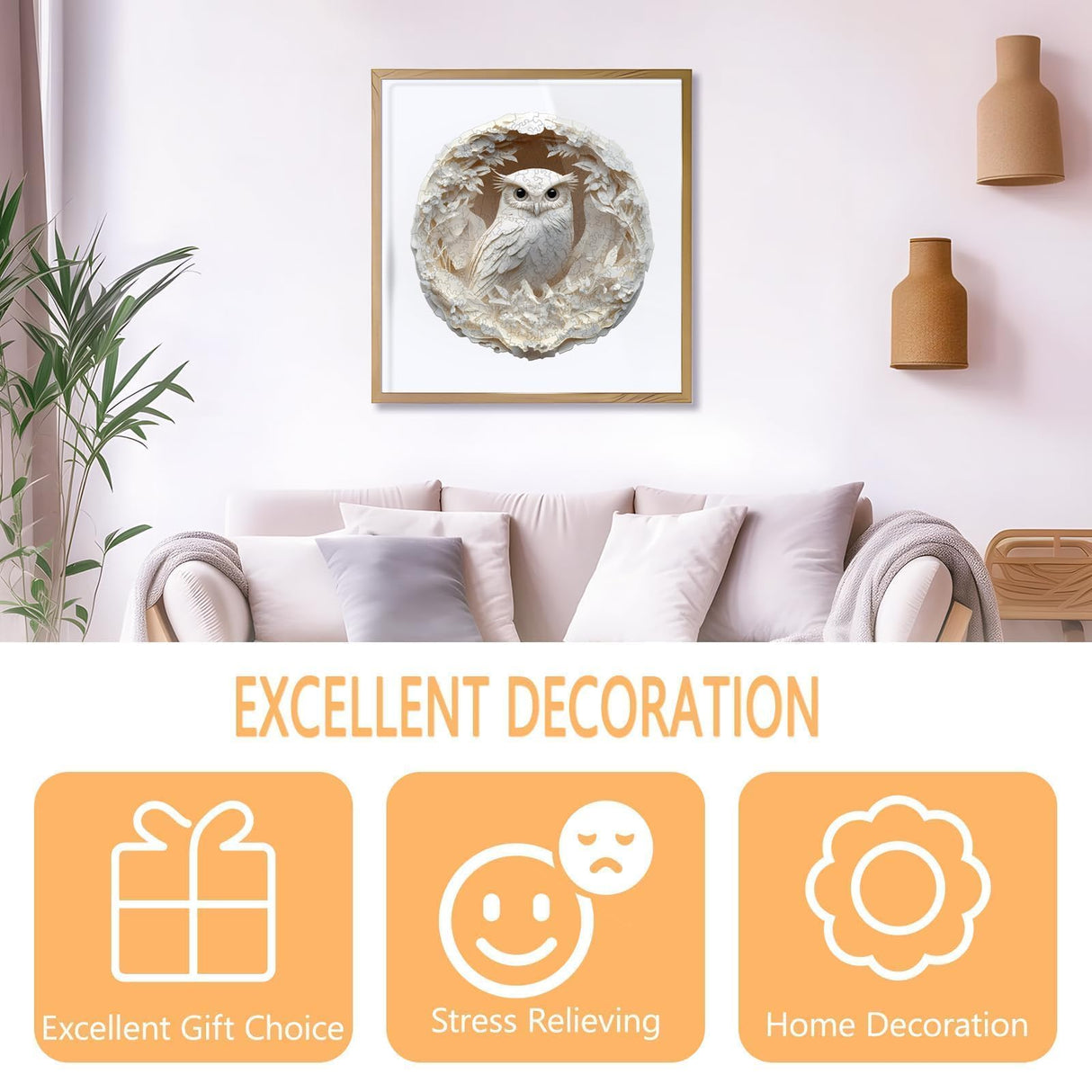 Wooden Puzzles for Adults, Flat Puzzle with 3D Visual Effect, Paper Carved Owl Puzzle, Wooden Jigsaw Puzzles for Adult, Unique Shape Wood Puzzles Adult, Wall Art Canvas Puzzle (M-11.4*11.2in-200pcs) Pijesaksa