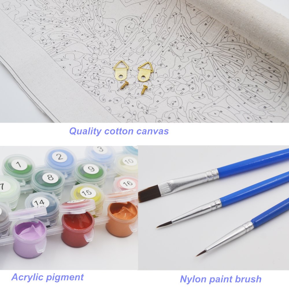 Artunion Fall Mountain Waterfall Paint by Numbers for Adults Beginner, Scenery Paint by Number Kits, DIY Oil Painting Paint by Number Kits on Canvas Arts Craft for Home Wall Decor 16x20 Inch Artunion