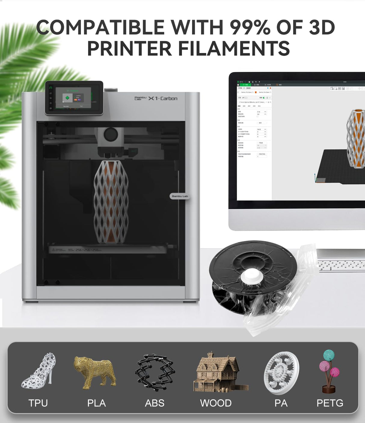 3D Printer Filament Storage Vacuum Bags Kit-Reusable Bag ×10 Pack 35 * 40cm with 10 Desiccants /10 Humidity Card /10 Clips/1 Hand Pump,DustProof and Humidity Resistant for Keep Filament Clean & Dry FugaCity