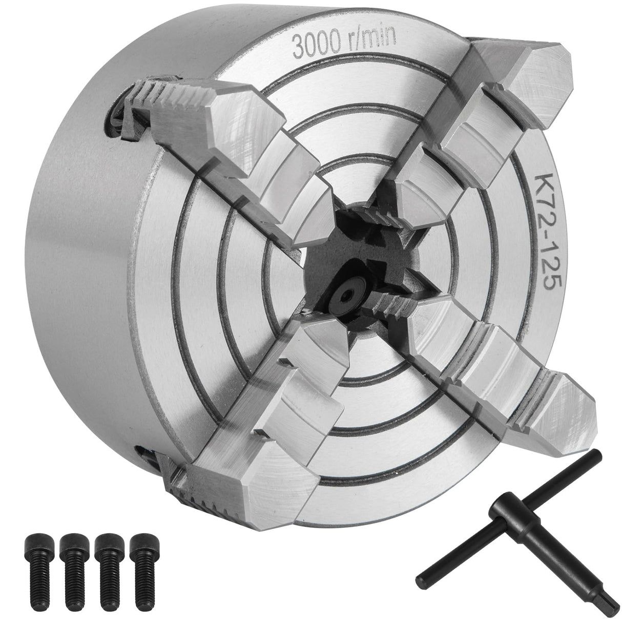 Happybuy K72-125 Lathe Chuck 5 Inch 4-Jaw - Independent Reversible Jaw for Metal Lathe Turning Machine, Lathe Accessories Happybuy