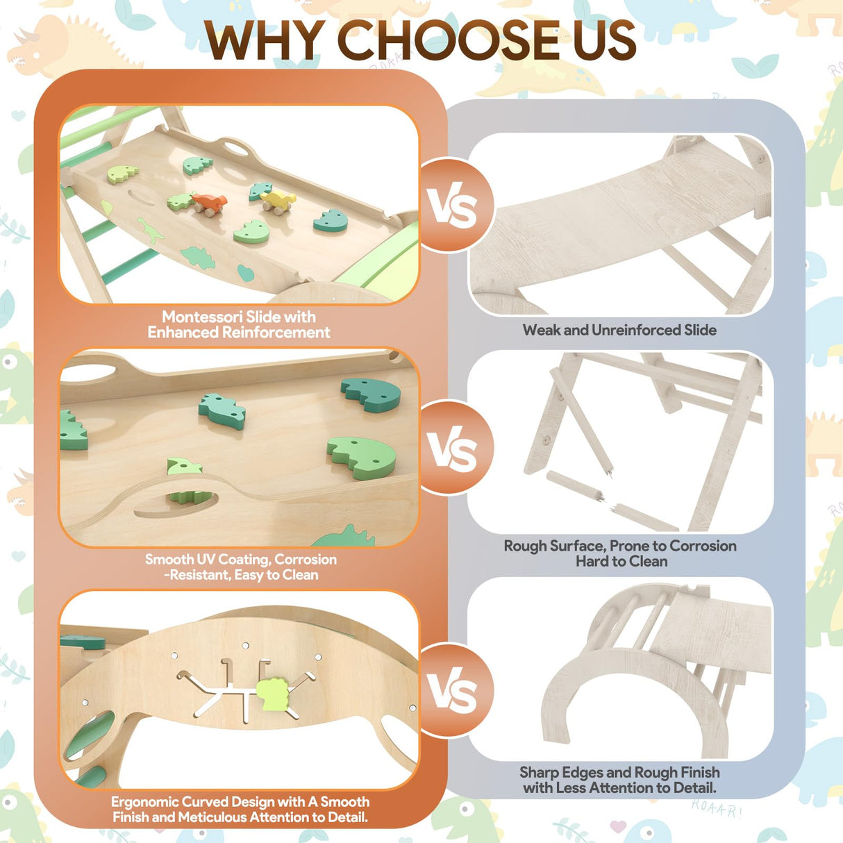 KidsBuddy Pikler Triangle Set with Cushion 9 in 1 Climbing Toys for Toddlers 1-3 Indoor Baby Climbing Gym Toddler Montessori Toys Wooden Climbing Toys with Maze Toys, Shape Sorting Toys, Dinosaur Car KidsBuddy