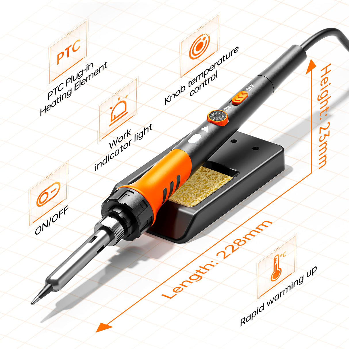Soldering Iron Premium Kit, 60W Soldering Gun with Ceramic Heater, 12-in-1 Soldering Tool, Adjustable Temperature 200 to 450°C, Includes Soldering Iron Tip, Solder Wire, Pump and Paste MEAKEST