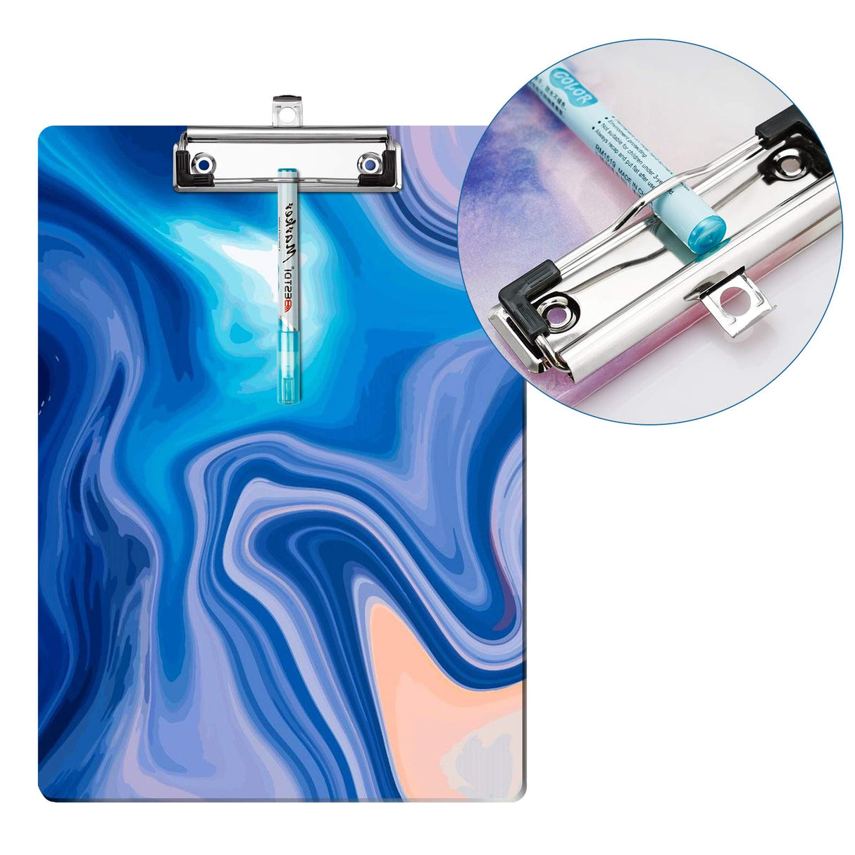 A4 Letter Size Clipboard Epoxy Resin DIY Casting Soft Silicone Molds + 5 Stainless Steel Low-Profile Clips, Retractable Hanging Hole Write Pad Draw Board Document Holder School Office Business NiArt