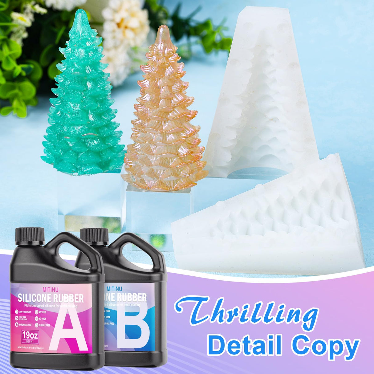 MITINU Silicone Mold Making Kit, 38.8oz 15A Elastic Liquid Silica Gel for Casting Resin molds and Candle & Soap Mold,Fast Cure Translucent Platinum Silicone Rubber MITINU