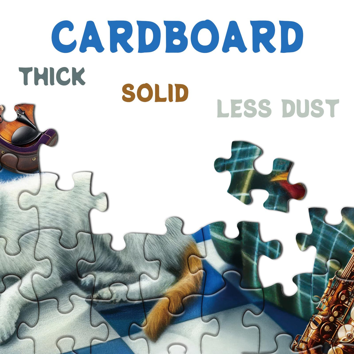 Music Room Puzzles for Adults 1000 Pieces, Pretty Musical Art Jigsaw Puzzles, Funny Cat Dog Puzzles BBOLDIN