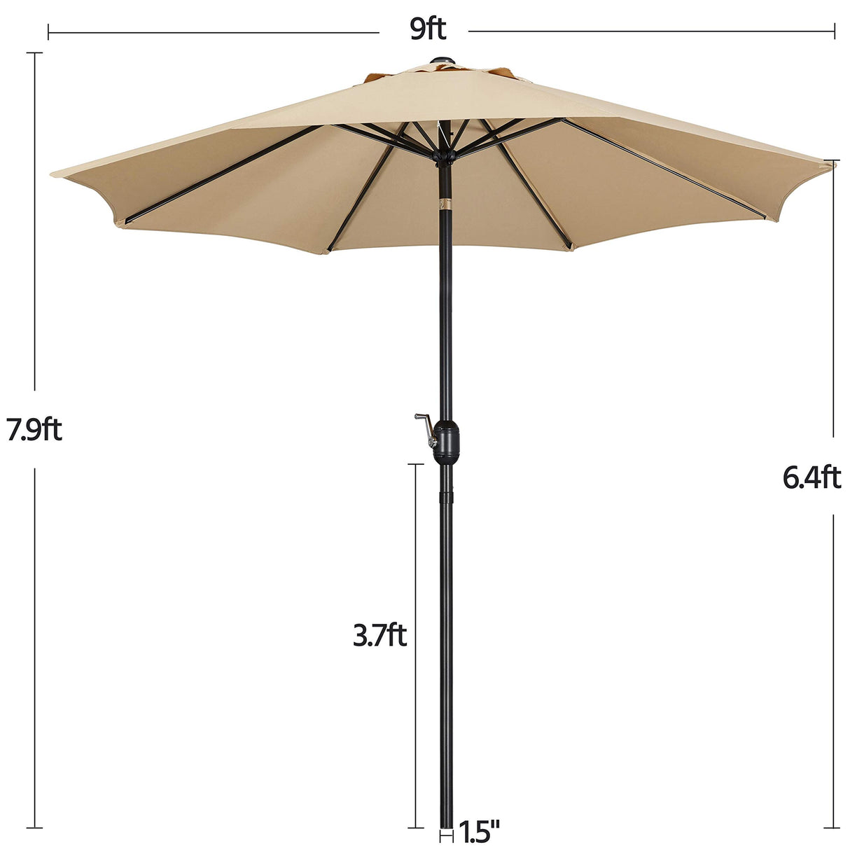 Yaheetech 9FT Garden Table Umbrella with 30lb Base, Patio Market Umbrella with Push Button Tilt, Crank and 8 Sturdy Ribs, Outdoor Umbrella w/Base Included Heavy Duty - Tan Yaheetech