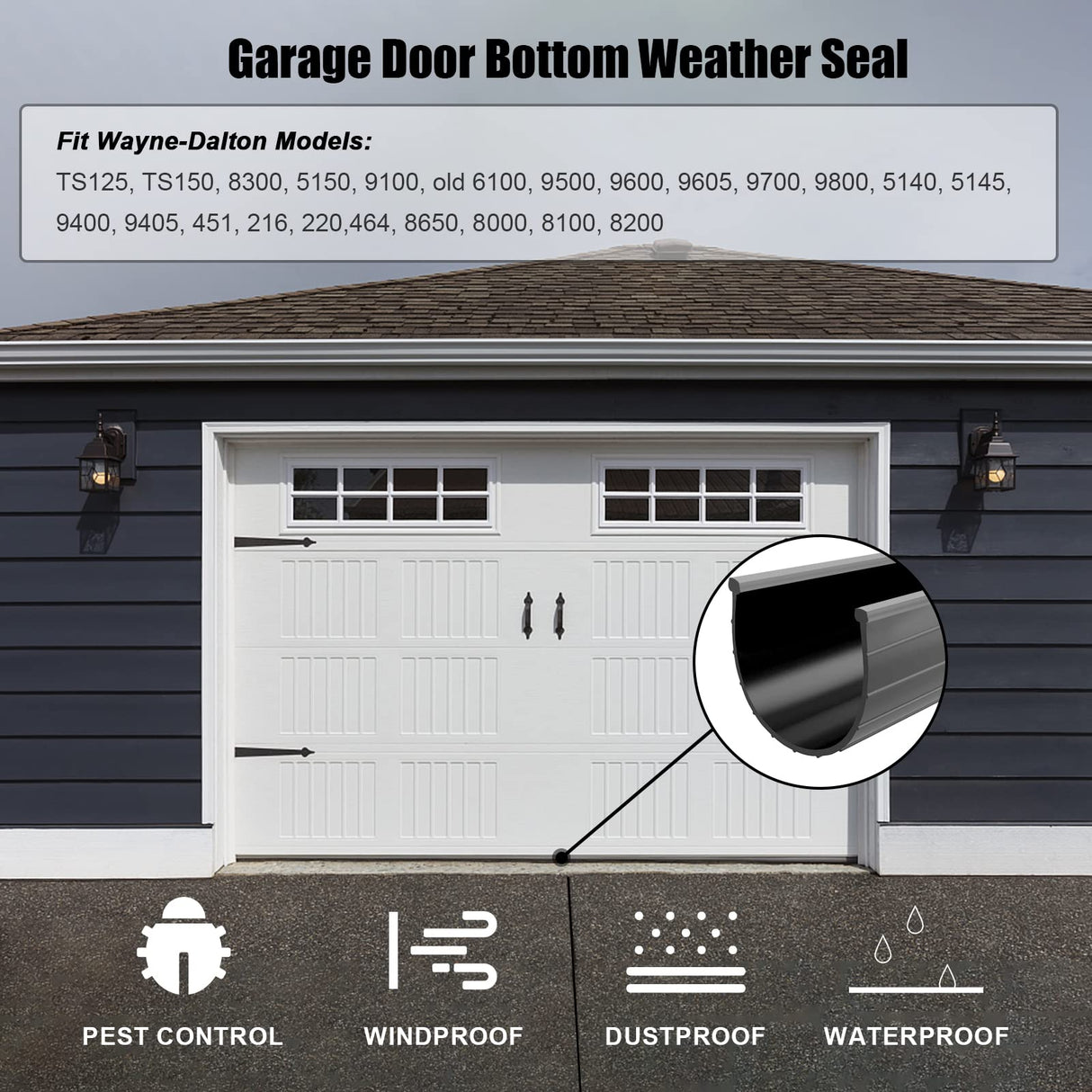 Replacement Wayne Dalton Garage Door Bottom Weather Seal 154448 for Weather Stripping Fit 16 feet Wide Doors (16 feet) Kscjdg