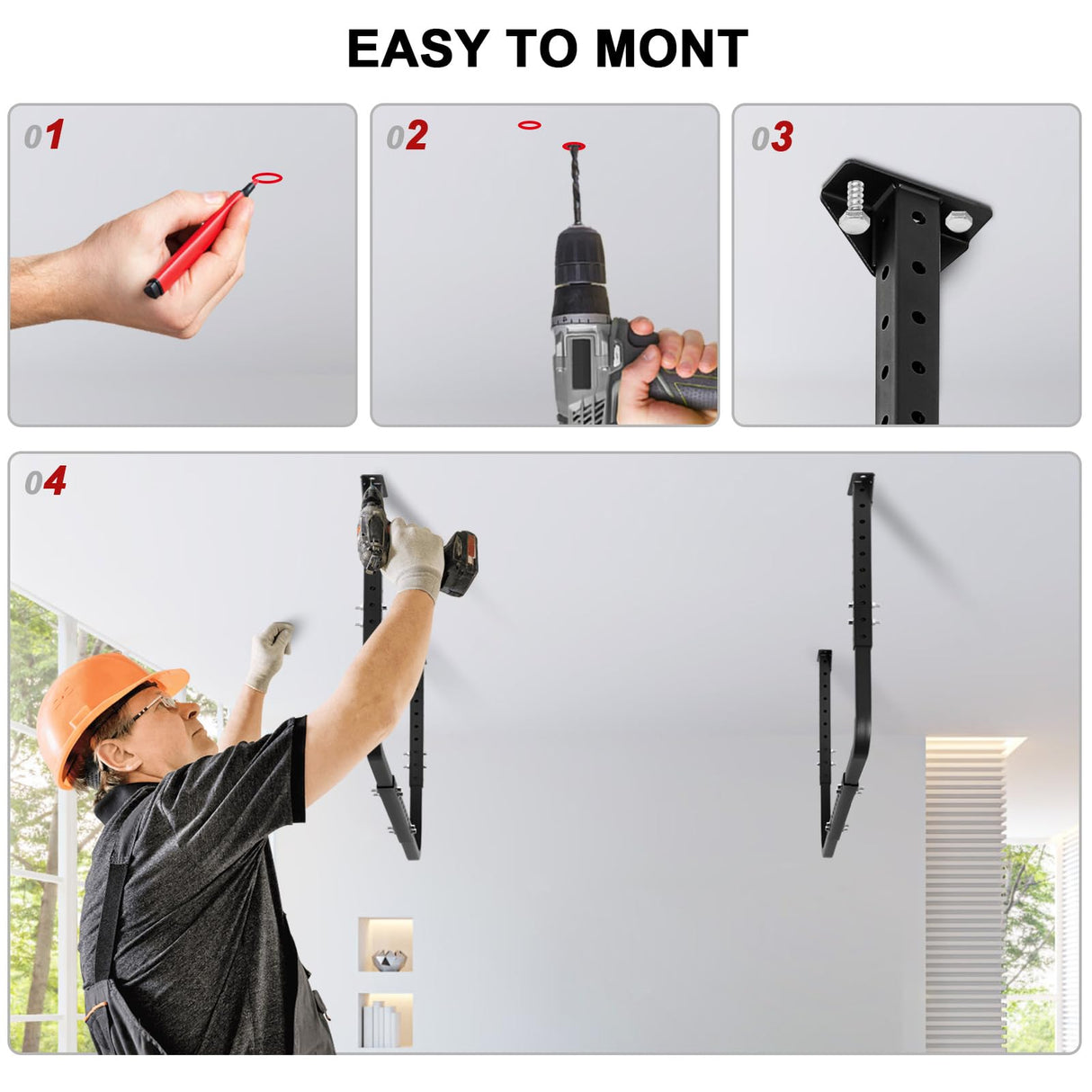 Colinktool Adjustable Garage Ceiling Storage Racks, Garage Overhead Storage Bracket,Ceiling Mounted Heavy-duty Garage Storage Shelves,33 in. x 34 in,200lbs Weight Capacity Colinktool