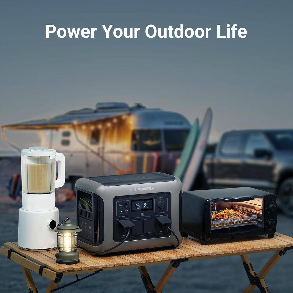 ALLPOWERS R1500 Portable Power Station, 1152Wh LiFePO4 Battery Backup w/ 4 1800W (3000W Peak) AC Outlets, 0-80% in 40 Min, 43dB UPS Solar Generator for Camping, Party, RV, Home Use ALLPOWERS