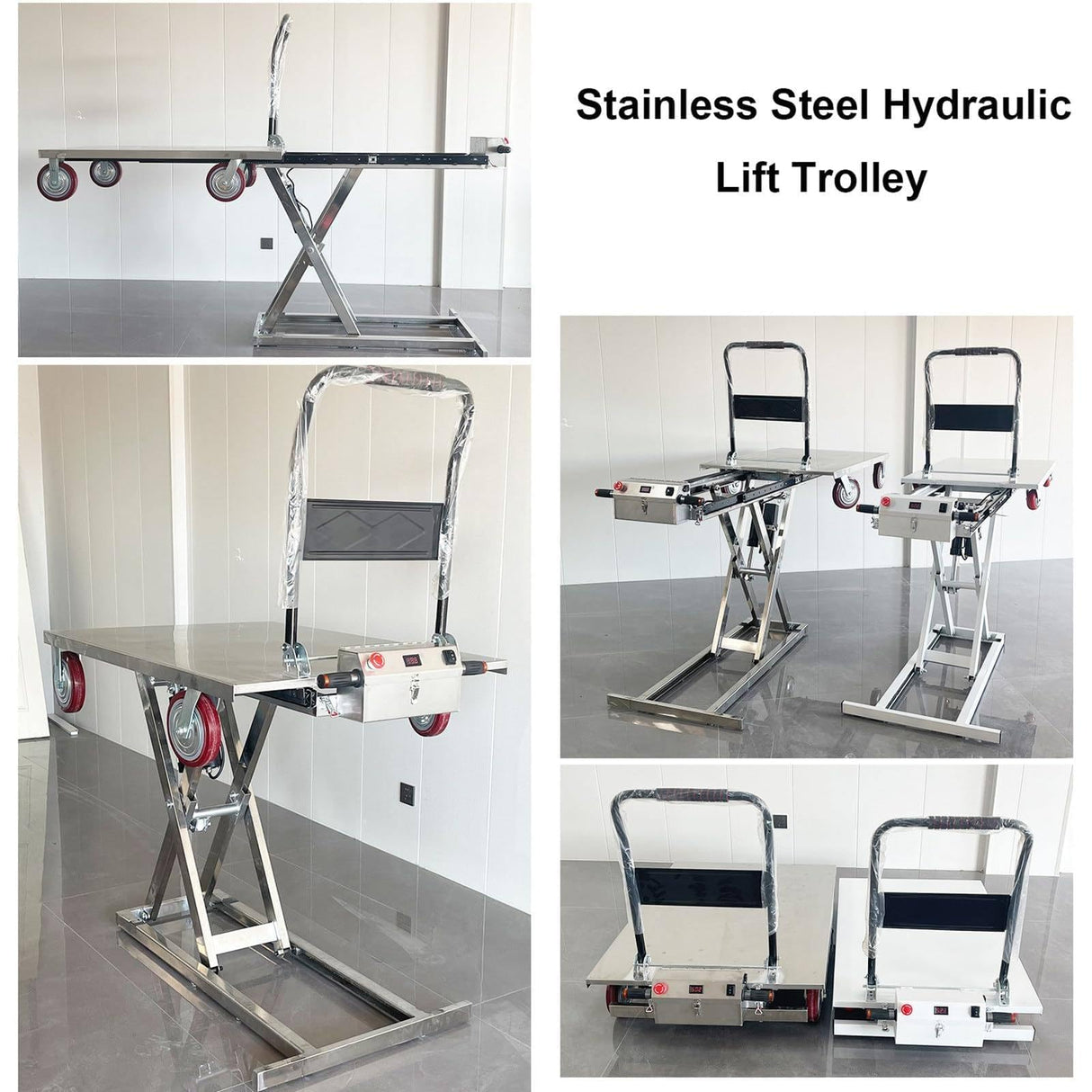Hydraulic Lifting Platform, Electic Single Scissor Lift Table with 4 Wheels, Hydraulic Lift Table Cart, 300kg Capacity, 38.6" Lifting Height XQZMZSCP