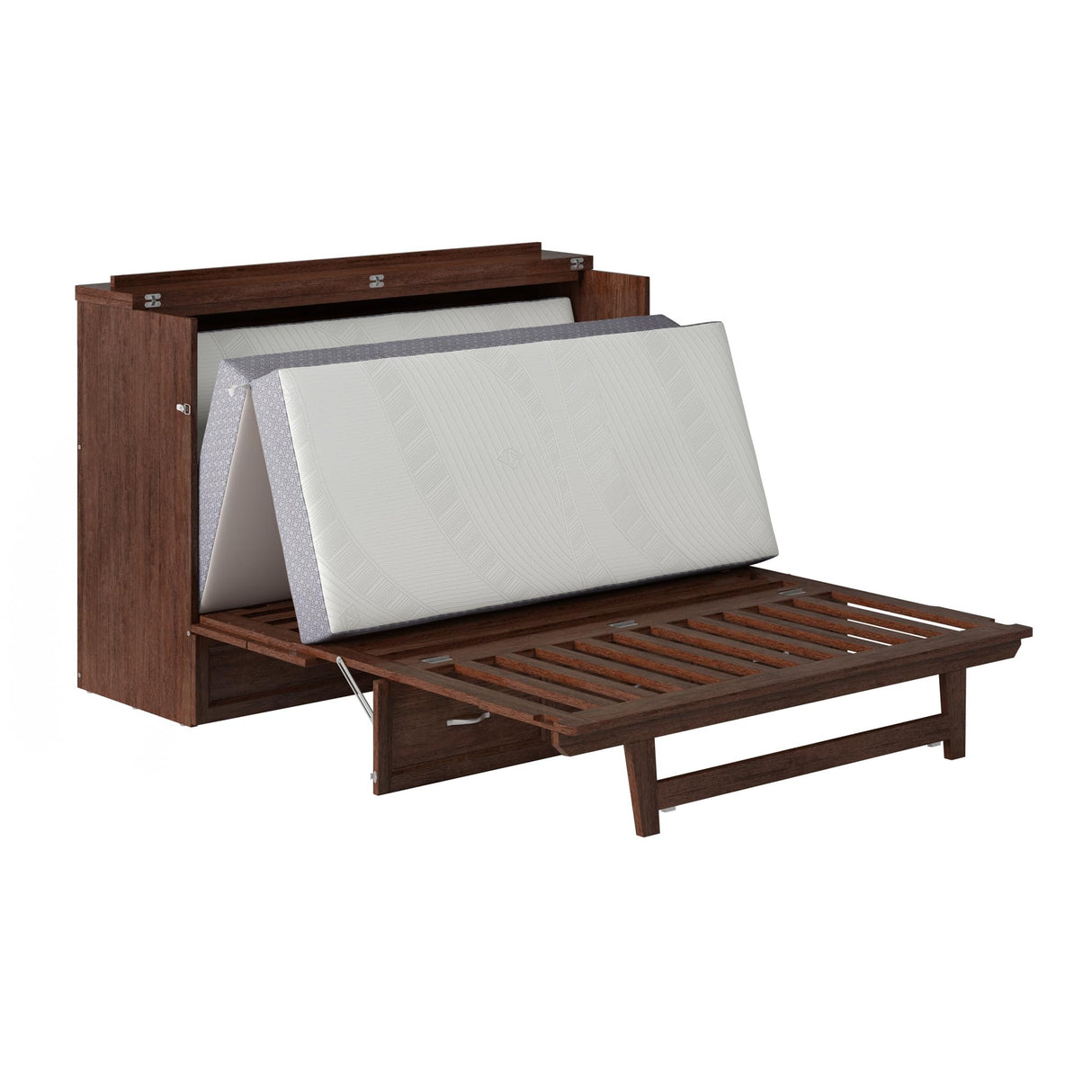 AFI, Northfield Murphy Bed Chest Queen with 6" Mattress, Storage Drawer & Built-in USB Charger, Burnt Amber AFI