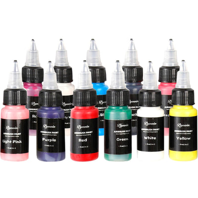 Premium Acrylic Airbrush Paint Set - 11 Airbrush Colors, Water-Based & Quick Drying, Ready to Spray for Model Painting, Crafts, and Artwork - Easy to Clean - Air Brush Paint Kit