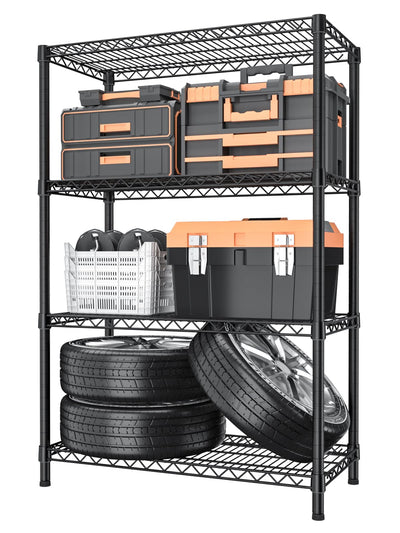 Golpart 4 Tier Heavy Duty Shelves Adjustable Storage Shelf Organizer Metal Garage Wire Shelving Unit Pantry 18" D x 36" W x 59" H,Black