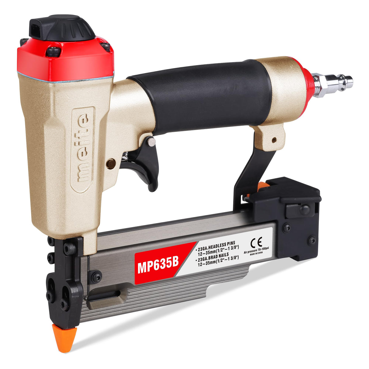 meite MP635B Pin Nailer, Pneumatic 23 Gauge Pin Nailer, Air Micro Pin Nail Gun, Fits 1/2" to 1-3/8" 23 Gauge Pin Nails, Ideal for Paneling, Small Trim, Fine Molding, and Craft Work meite