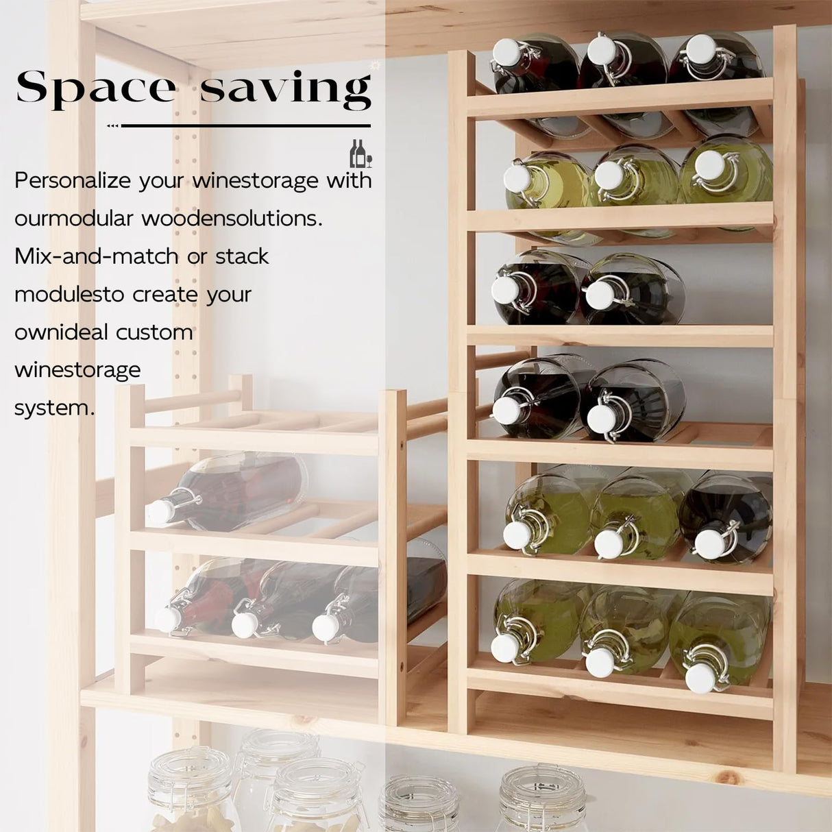 Solid Wood Wine Rack, HUTTEN 9-Bottle 3-Tier Wine Rack, Sturdy & Durable Wine Storage Cabinet Shelf, Wine Racks Countertop for Kitchen,Countertop,Table Top,Pantry, Home,Room Decor,Bar,Cellar Basement Haihomebest