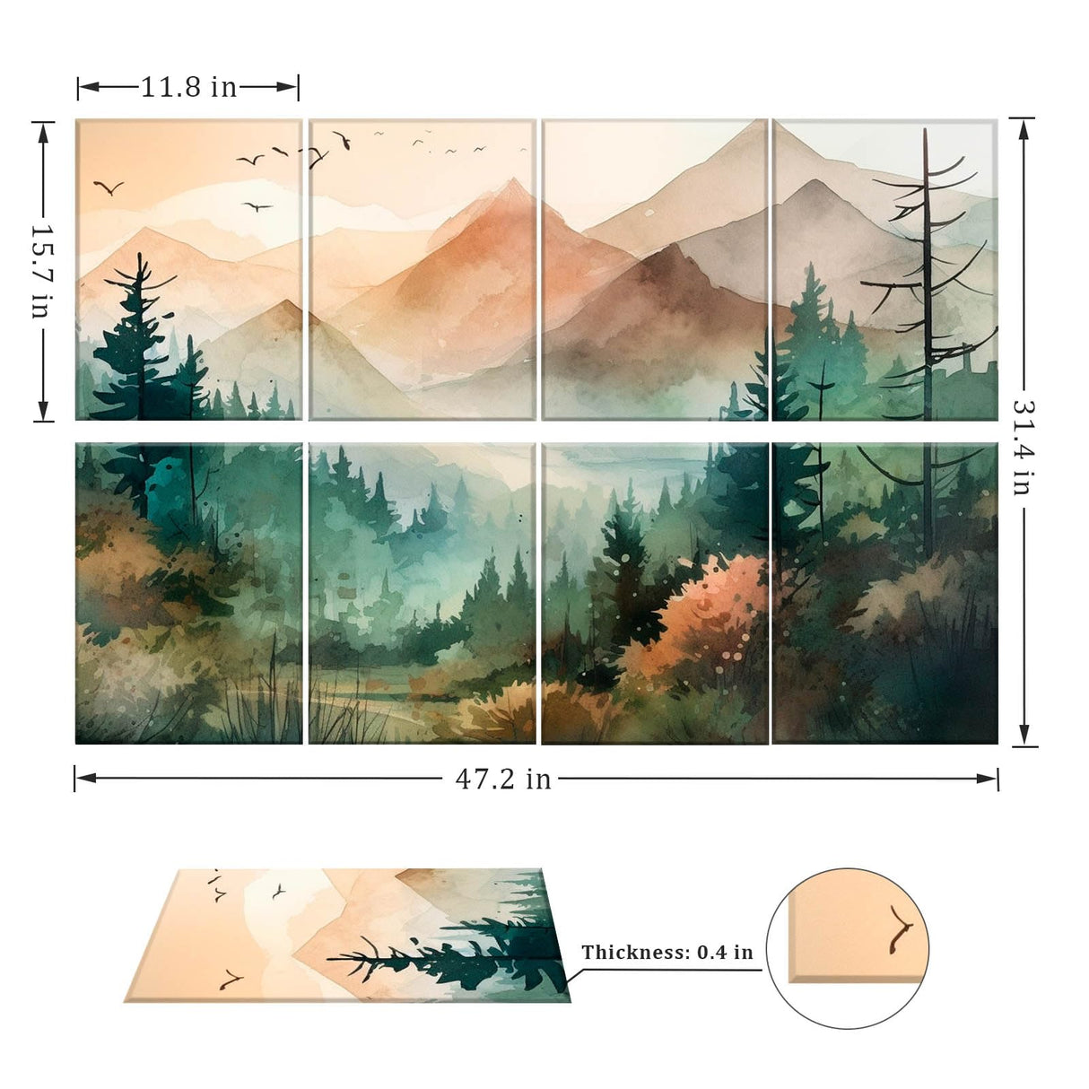 8 Pack Art Acoustic Panels Soundproof Wall Panels, Decorative Sound Dampening Panels Self Adhesive Sound Absorbing Panels for Home Office Gaming Room, 48X32Inches KIOSSUT