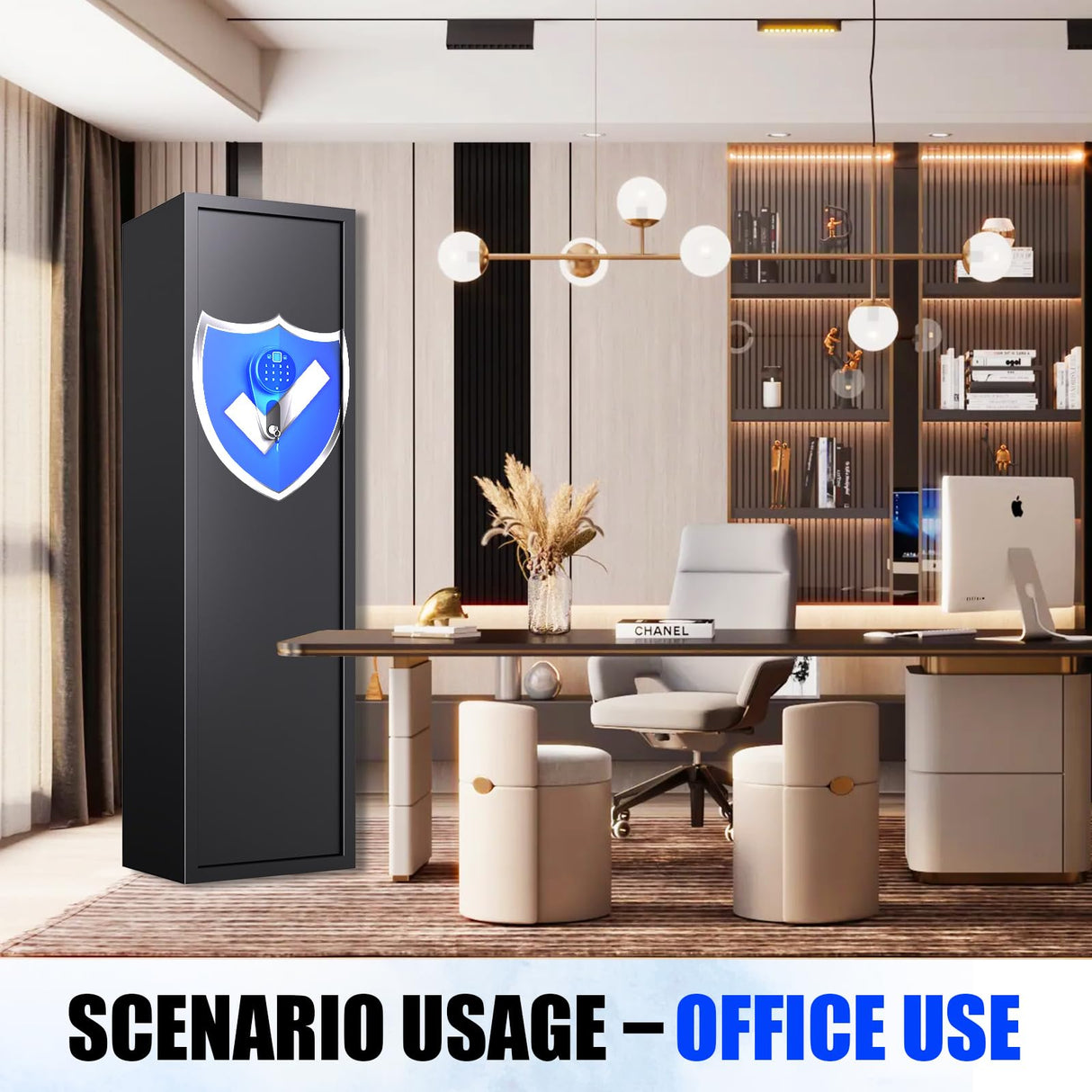 10-12 Gun Safe,Gun Locker Fingerprint,Gun Safe Biometric,No Assembly,Removable Shelf for Rifles Safes,Gun Cabinet Long With Led Light,57"H X 14"W X12"D TXTDPL