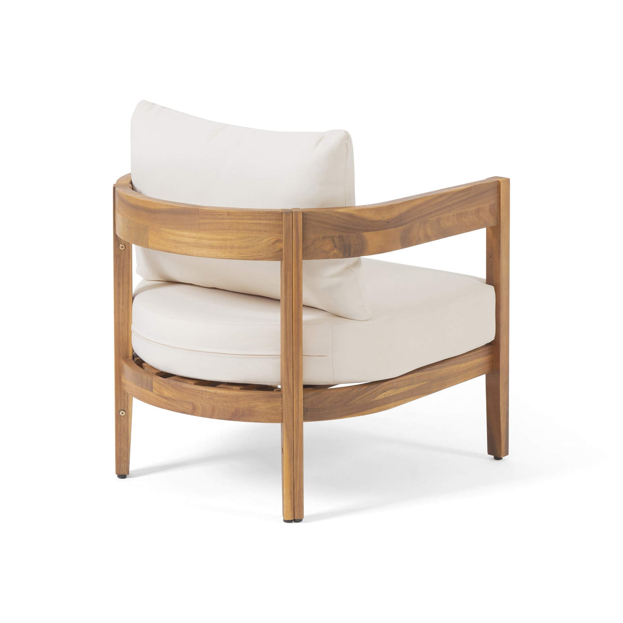 Christopher Knight Home 312395 Alfy Outdoor Club Chair with Cushions (Set of 2), Teak Finish, Beige Christopher Knight Home